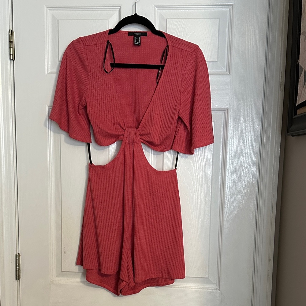 Forever 21 Coral Cutout Romper